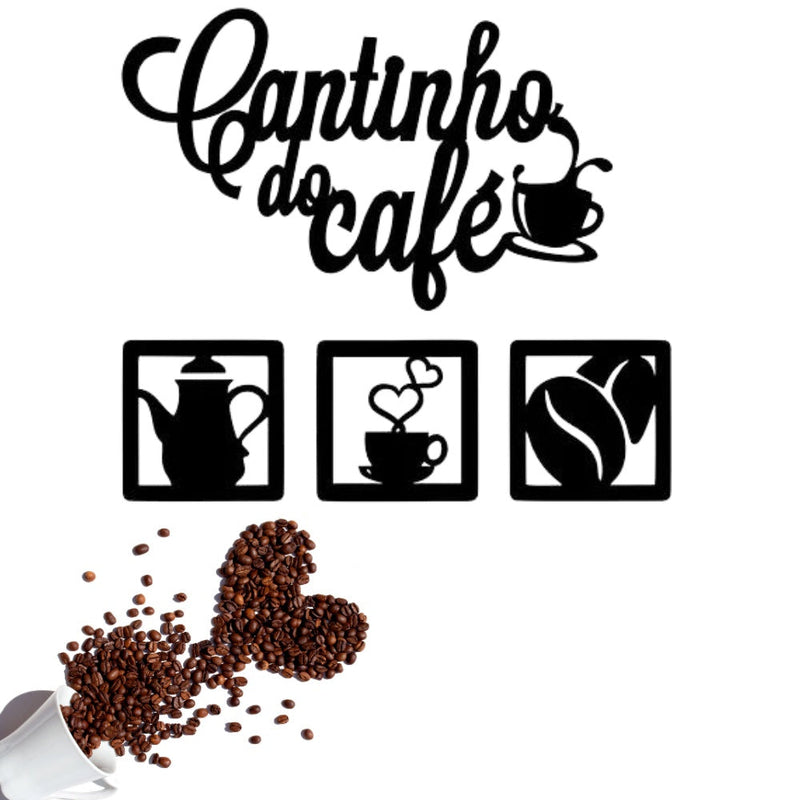 Placa Cantinho do Café 4 Peças 30cm mdf Decoração Maravilhosa para Canto do Café - FlameShop