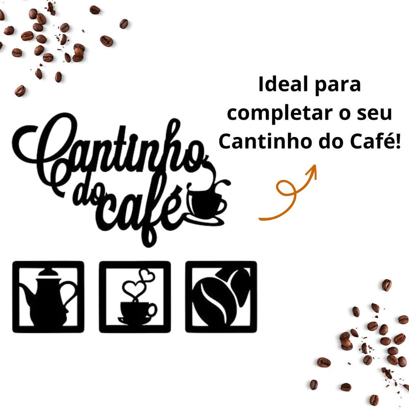 Placa Cantinho do Café 4 Peças 30cm mdf Decoração Maravilhosa para Canto do Café - FlameShop