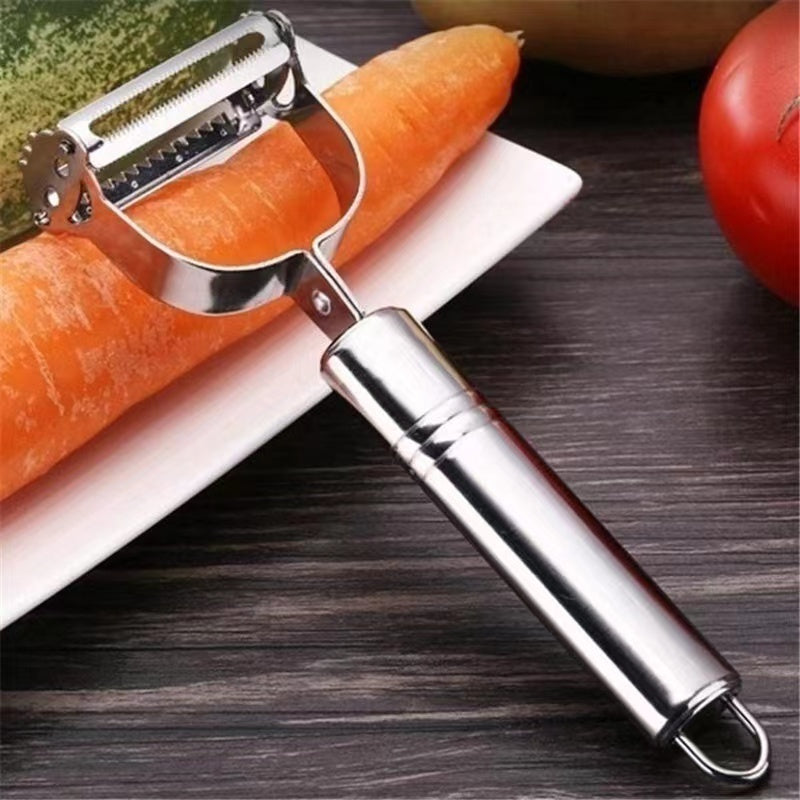 Descascador INOX Legumes Frutas Dupla Lâmina Móvel 2 Em 1/Descascador De Legumes Verduras Frutas Promoção Leve 2 Pague 1 - FlameShop