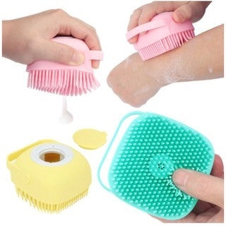 Esponja De Silicone Para Banho Com Dispenser Shampoo Sabonete Escova Crianças Adultos e Pets - FlameShop