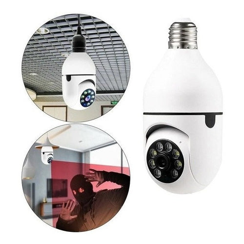 Camera segurança wifi ip sem fio 360 encaixe lampada aplicativo yoosee visão noturna segurança E27 - bivolt - FlameShop