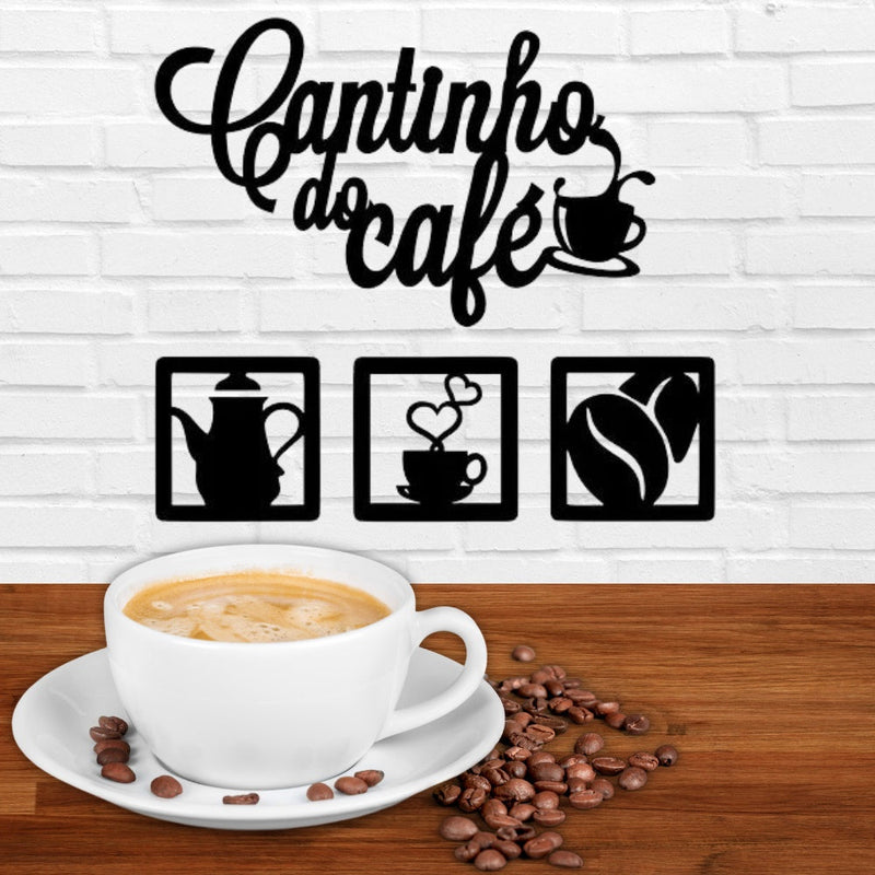 Placa Cantinho do Café 4 Peças 30cm mdf Decoração Maravilhosa para Canto do Café - FlameShop