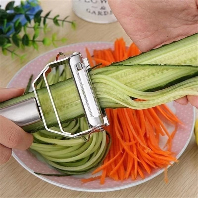 Descascador INOX Legumes Frutas Dupla Lâmina Móvel 2 Em 1/Descascador De Legumes Verduras Frutas Promoção Leve 2 Pague 1 - FlameShop