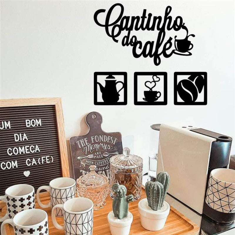 Placa Cantinho do Café 4 Peças 30cm mdf Decoração Maravilhosa para Canto do Café - FlameShop