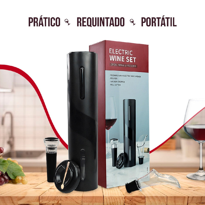 Abridor vinho garrafa saca rolha elétrico kit automático - FlameShop