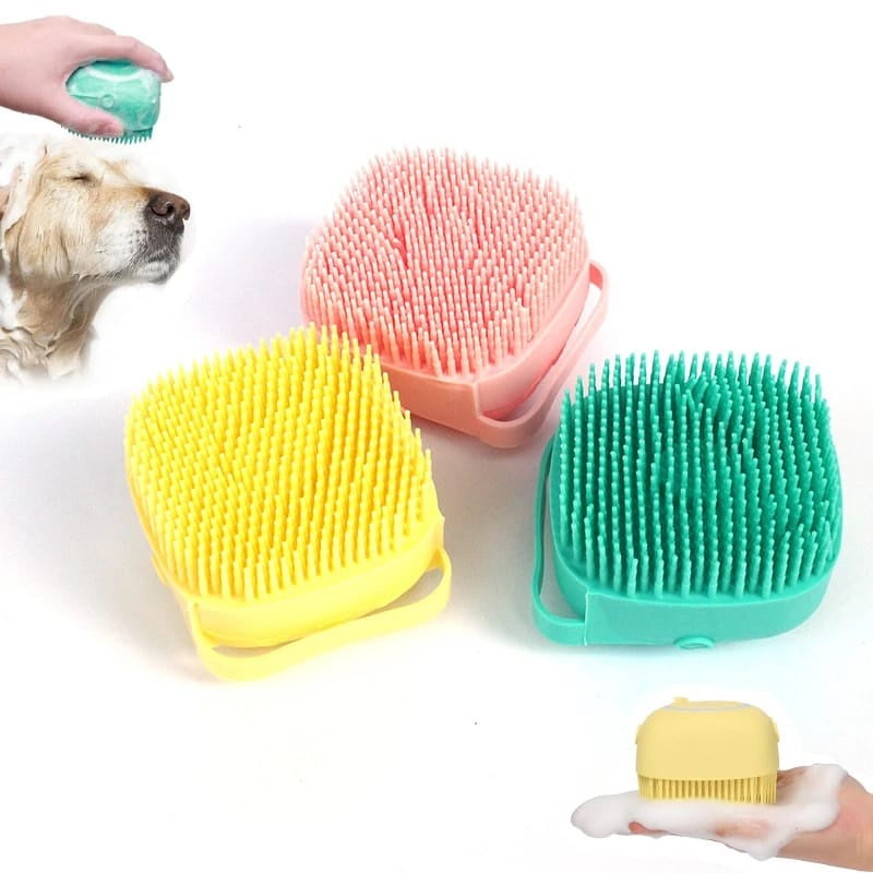 Esponja De Silicone Para Banho Com Dispenser Shampoo Sabonete Escova Crianças Adultos e Pets - FlameShop