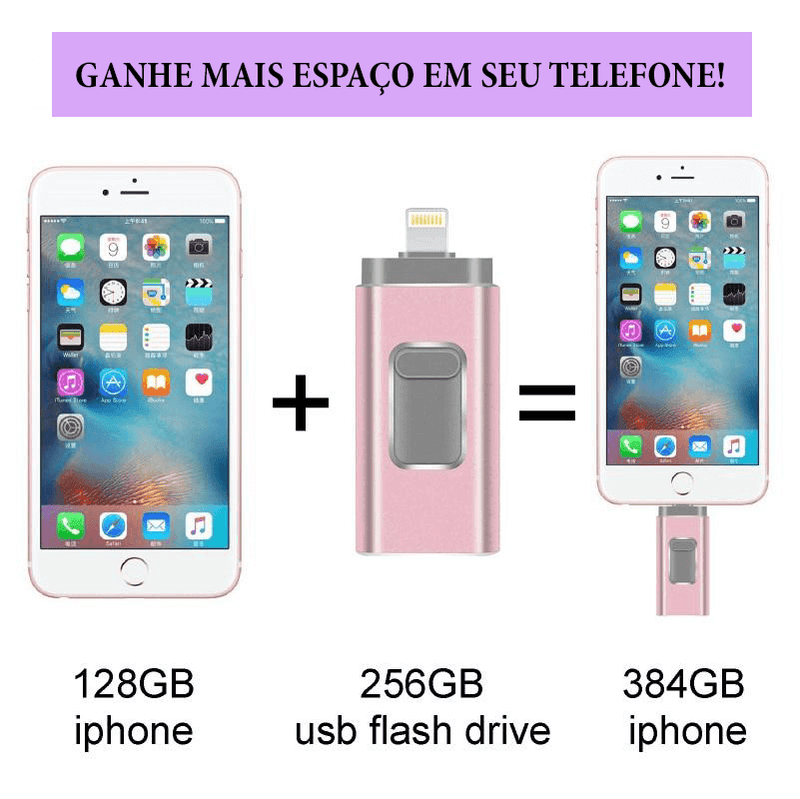 Pen Drive Para Celular 4 em 1 Phone Connect - iOS, Android e PC - FlameShop