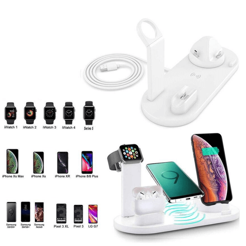 Carregador por Indução 4 em 1 para Android, Iphone, Aplewatch e Airpods - FlameShop