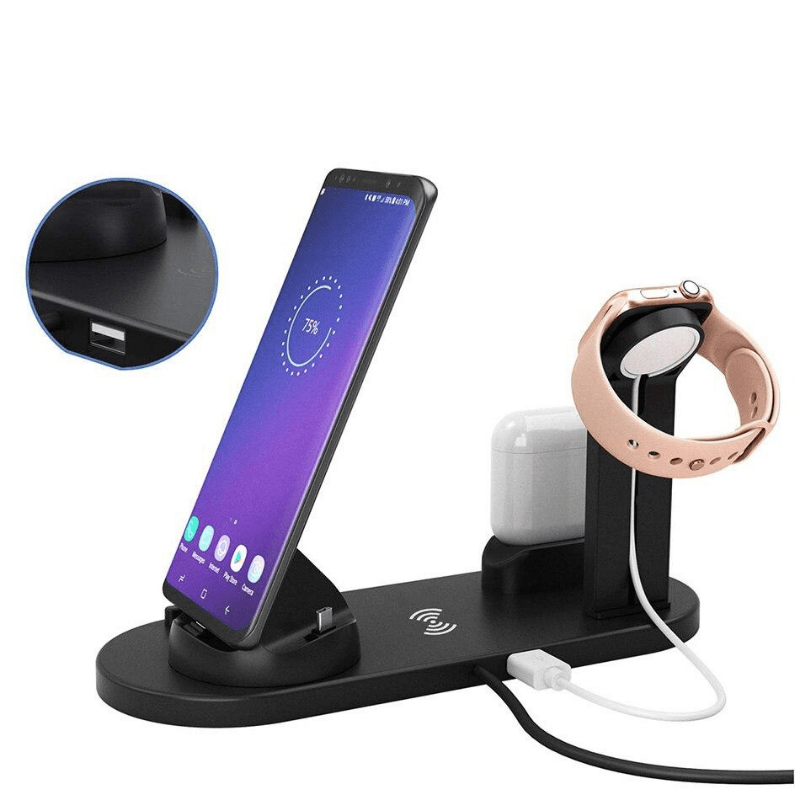 Carregador por Indução 4 em 1 para Android, Iphone, Aplewatch e Airpods - FlameShop